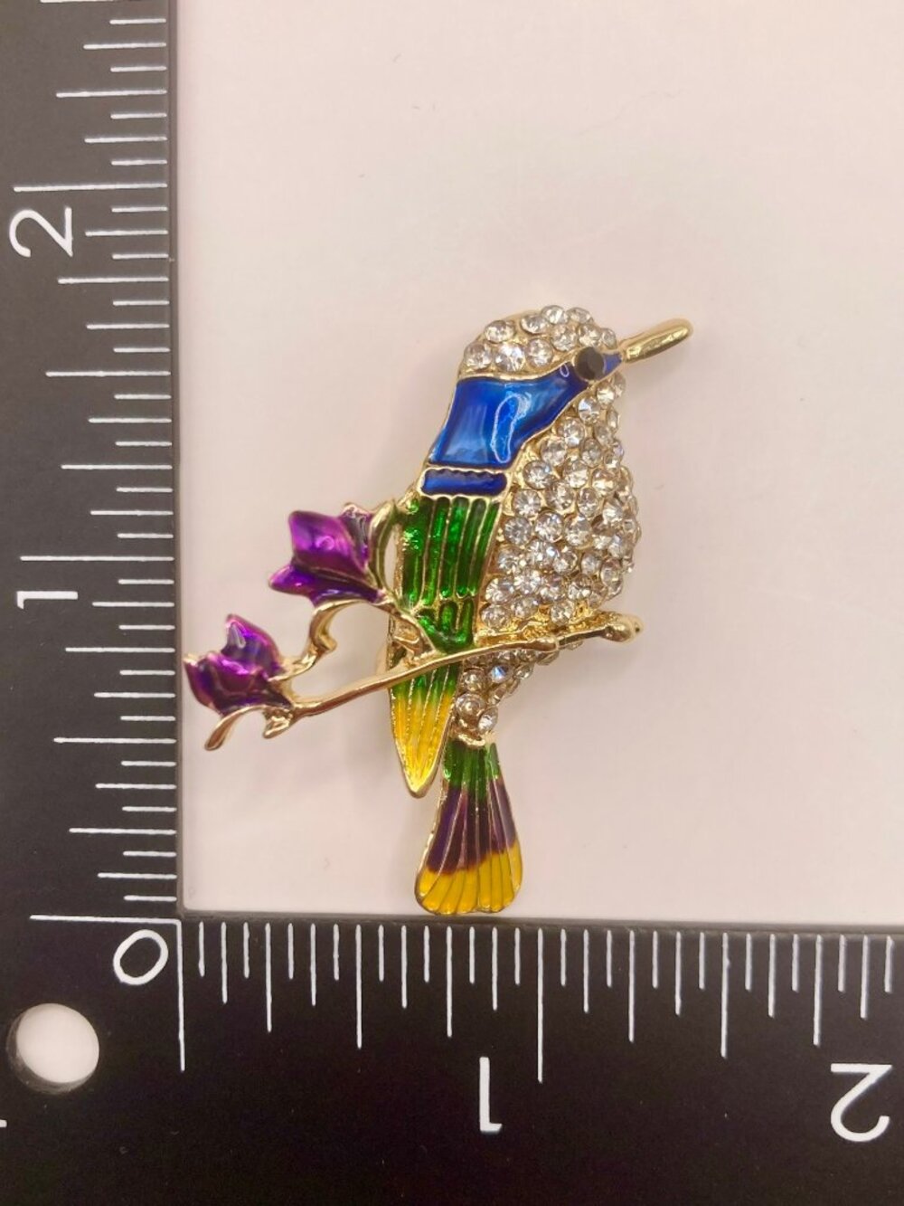 Colorful Rhinestone Hummingbird Brooch Pin -101B - Picture 5 of 5